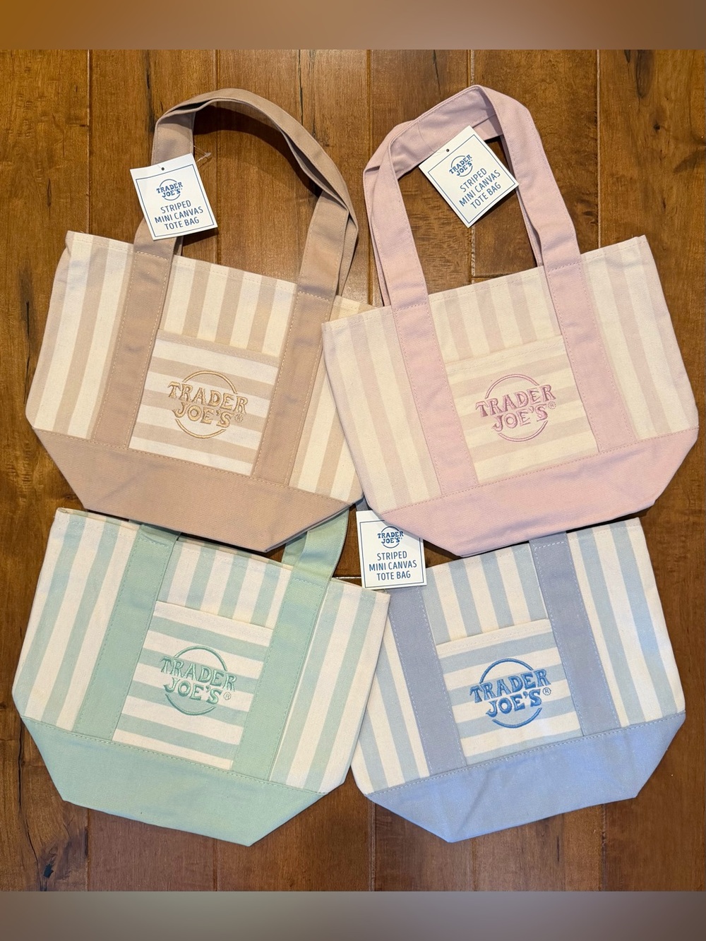 Trader Joe’s Striped Mini Canvas Tote Bag Set